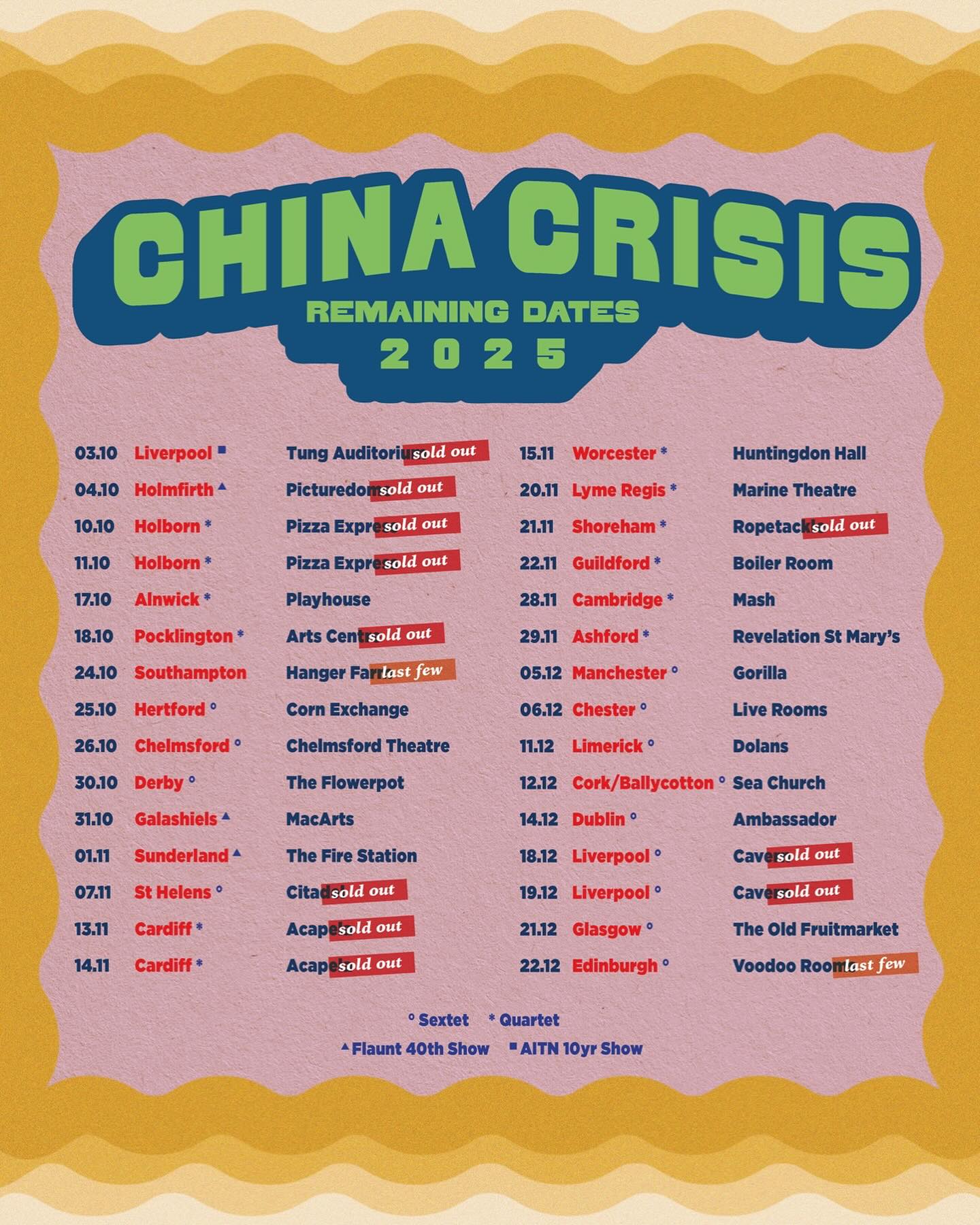 China Crisis Flaunt the Imperfection 40th Anniversary Tour Poster 2025